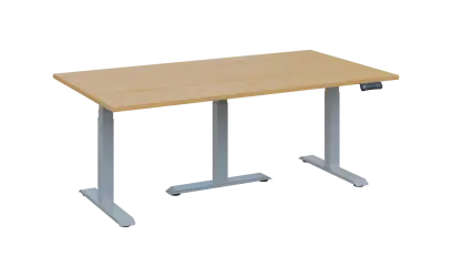 FLEXIMEET 180-100 výškově nastavitelný stůl, kovová podnož stříbrná, deska 25 mm, široký 1800 mm, javor horský